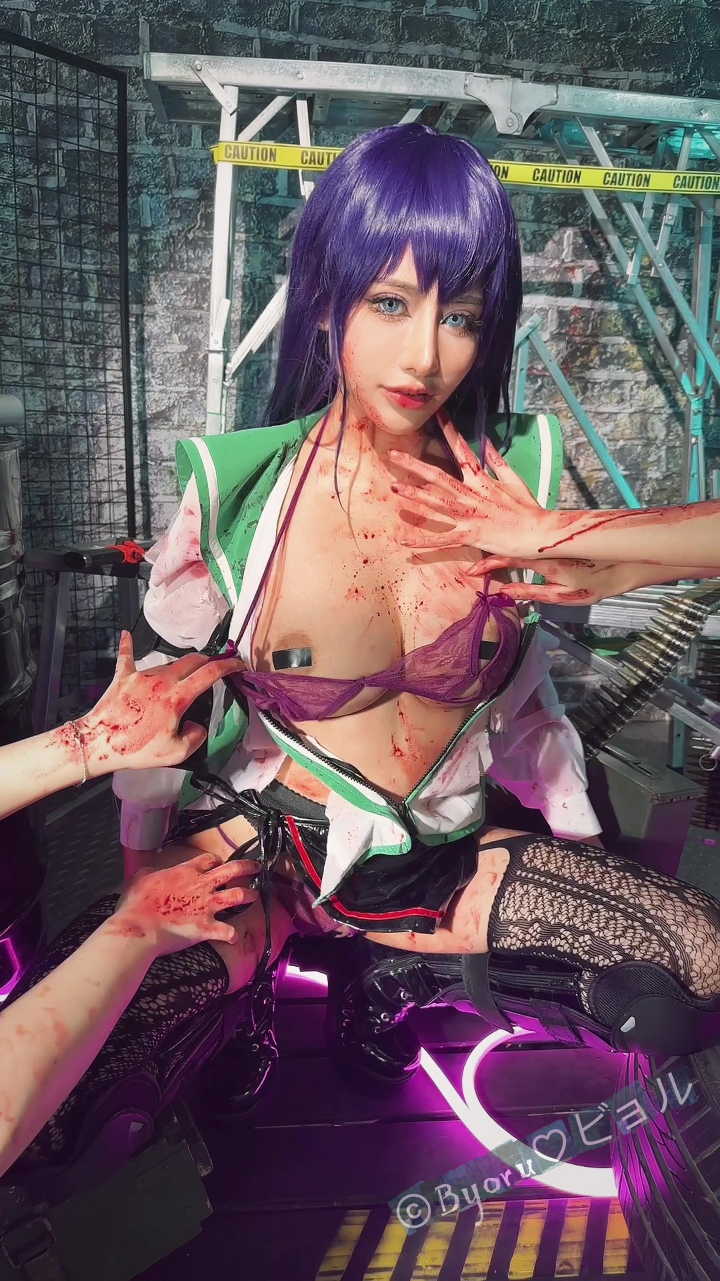 Byoru naked & cosplay Saeko Busujima